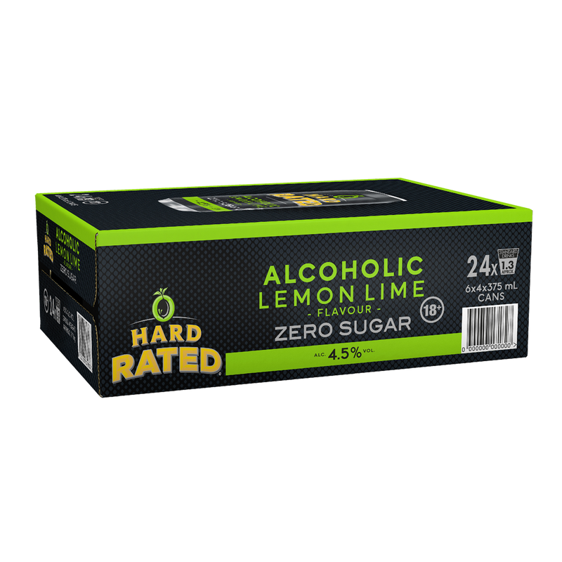HARD RATED ALCOHOLIC LEMON LIME ZERO SUGAR CANS