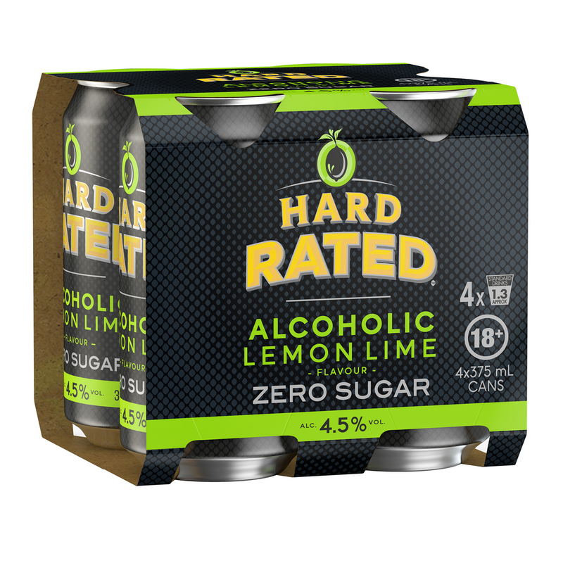HARD RATED ALCOHOLIC LEMON LIME ZERO SUGAR CANS