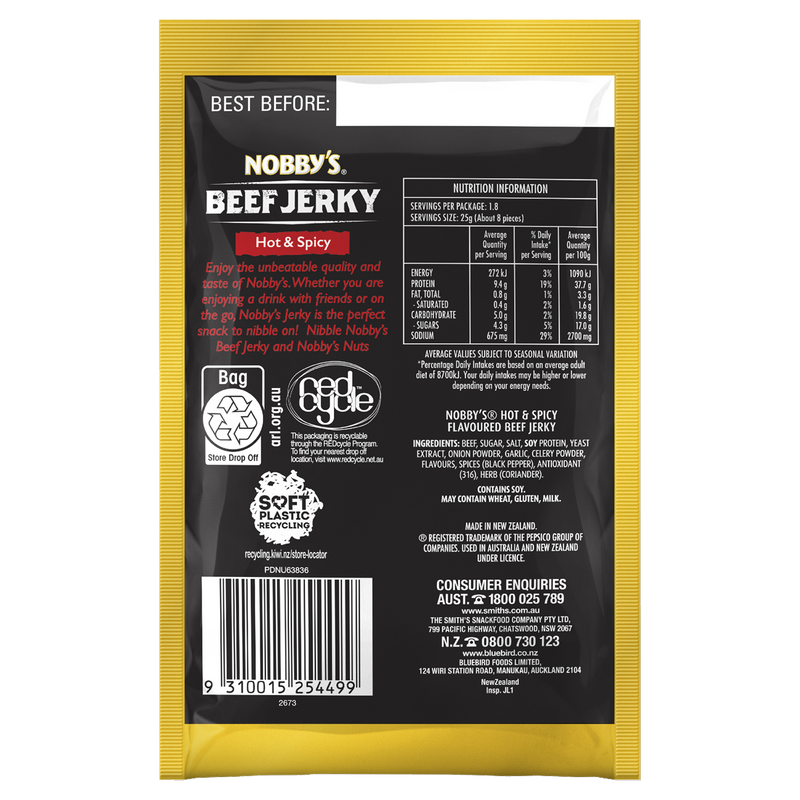 NOBBYS JERKY HOT & SPICY 45g