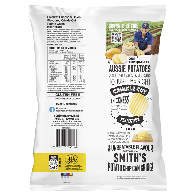 SMITHS CHIPS CHEESE&ONION 170G
