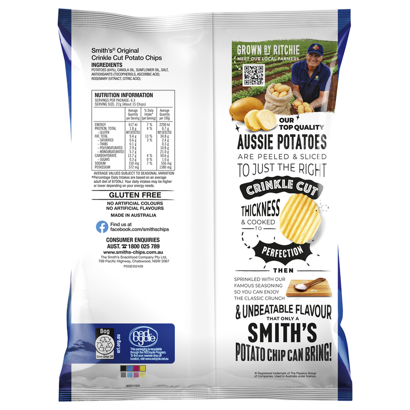 SMITHS CHIPS ORIGINAL 170g