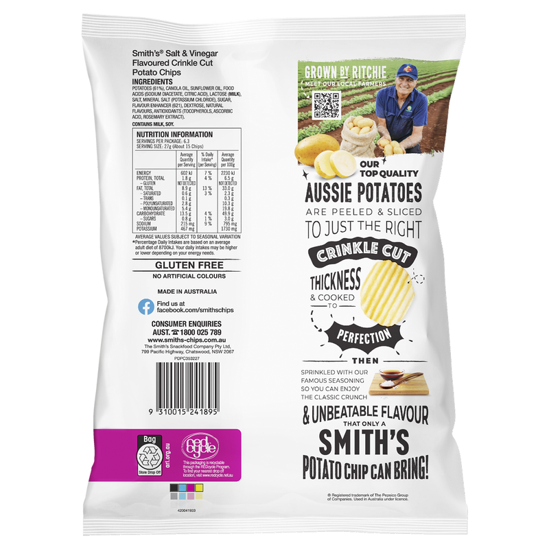 SMITHS CHIPS S&V 170g
