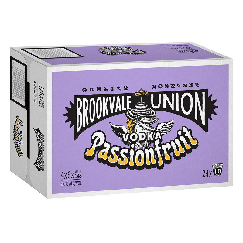 BROOKVALE UNION VODKA PASSIONFRUIT CANS