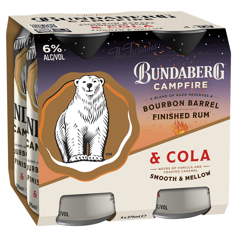 BUNDABERG CAMPFIRE RUM & COLA 6% CANS