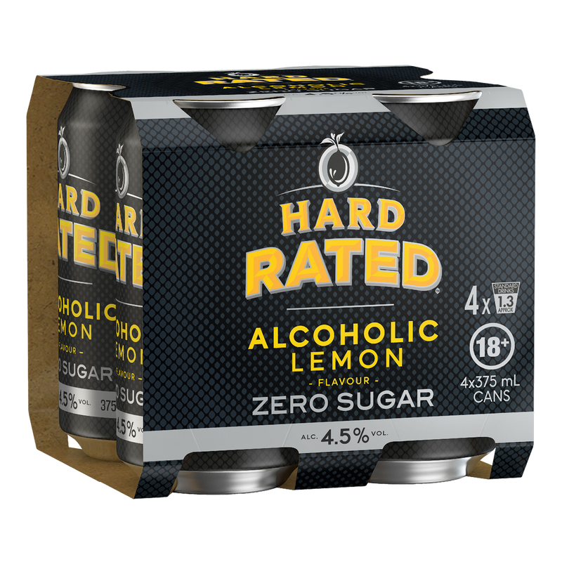 HARD RATED ALCOHOLIC LEMON ZERO SUGAR CANS