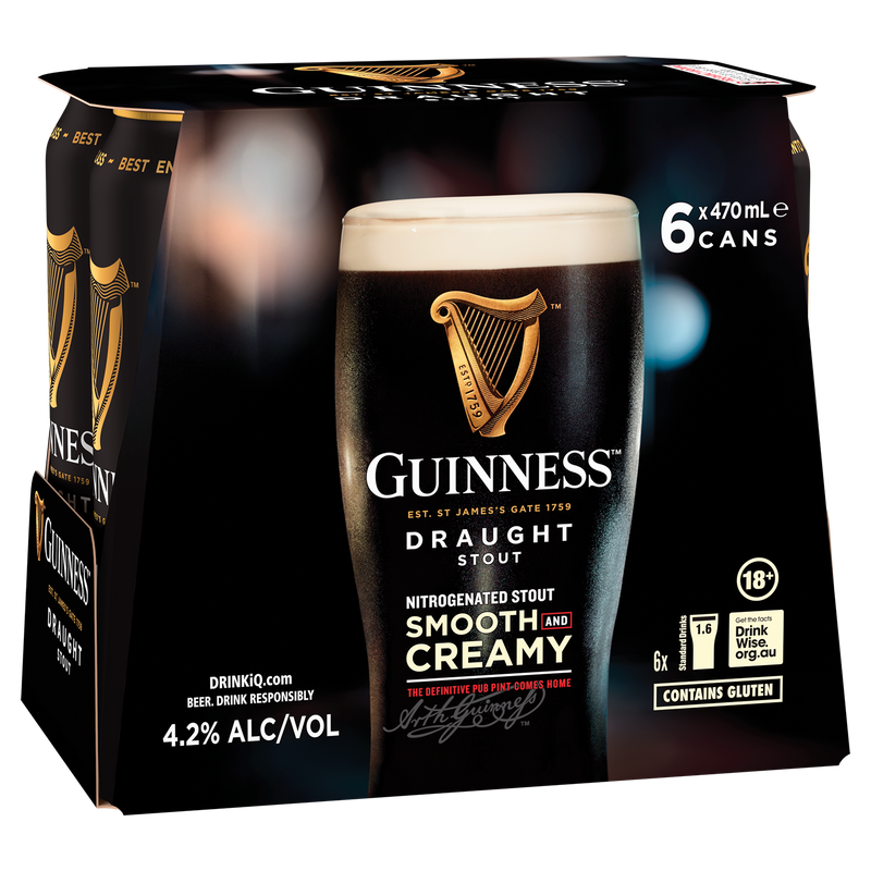 GUINNESS DRAUGHT STOUT 470ML CANS