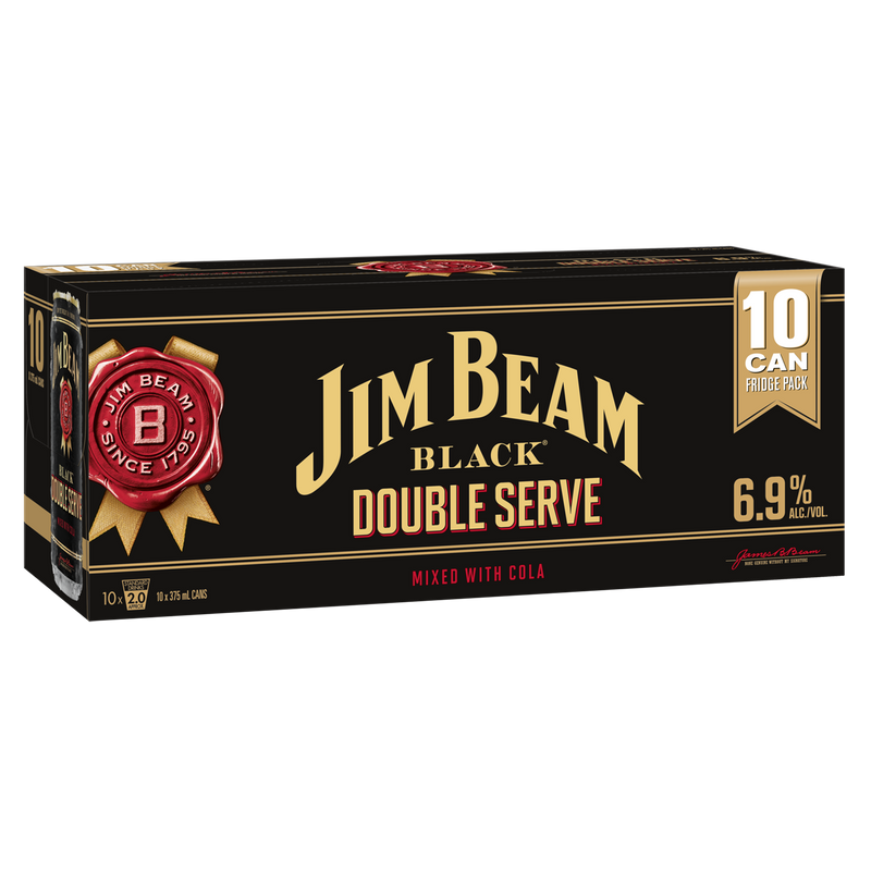JIM BEAM BLACK DOUBLE SERVE & COLA 10PKS