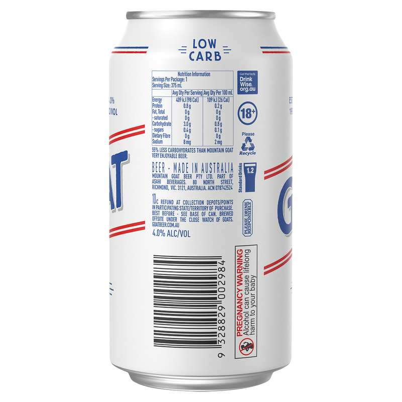 MOUNTAIN GOAT LOW CARB LAGER CANS