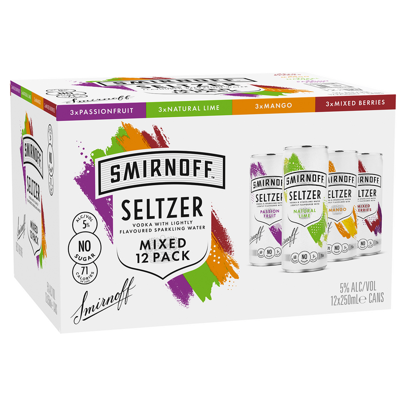 SMIRNOFF SELTZER MIXED 12 PACK CANS