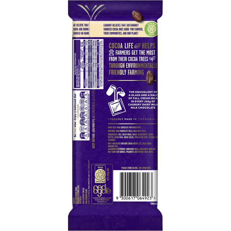 CADBURY DAIRY MILK HAZELNUT CHOCOLATE 180G
