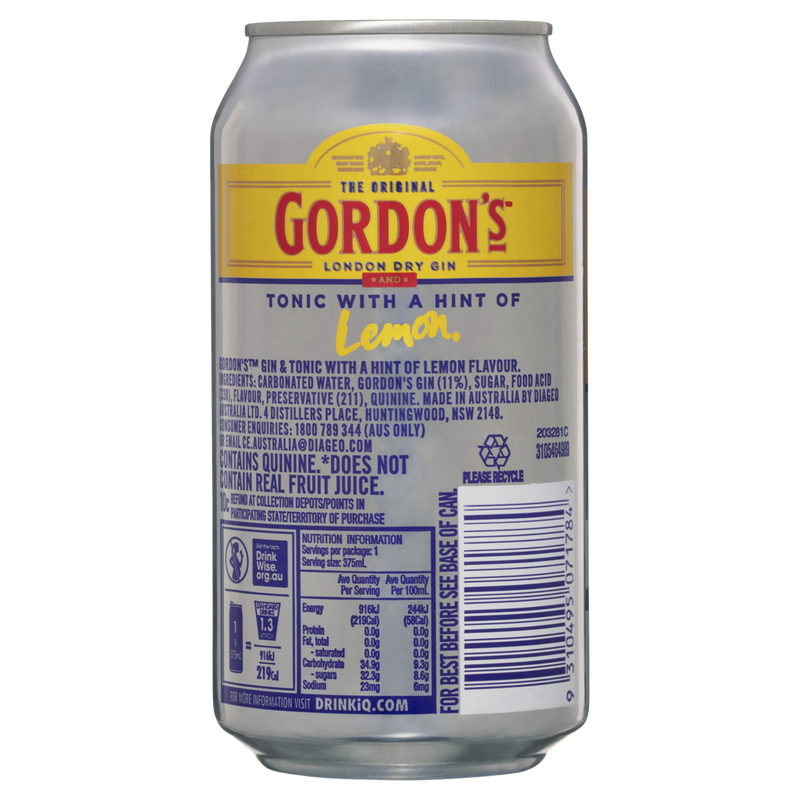 GORDONS GIN & TONIC CANS