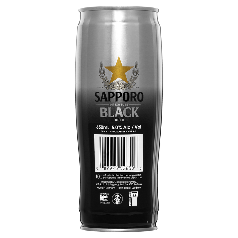 SAPPORO BLACK CAN 650ML