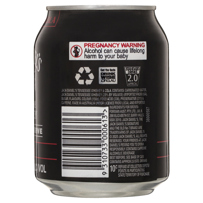 JACK DANIEL'S & COLA 10% AMERICAN SERVE CANS