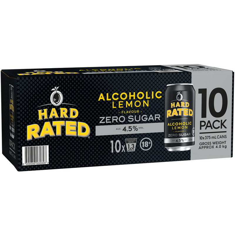 HARD RATED ALCOHOLIC LEMON ZERO SUGAR 10PK