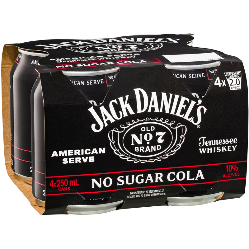 JACK DANIEL'S & COLA 10% AMERICAN SERVE NO SUGAR CANS