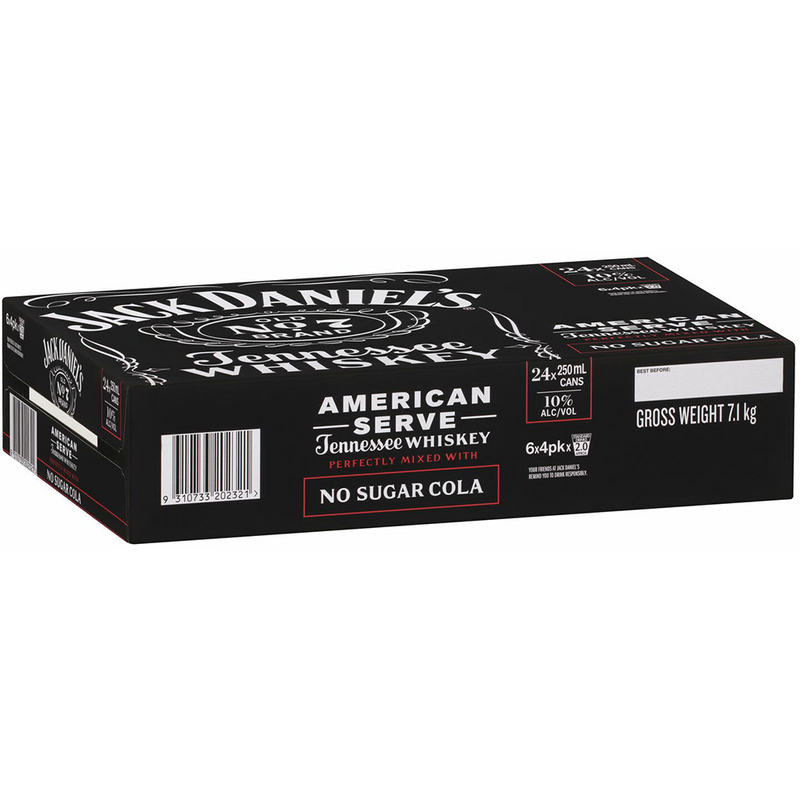 JACK DANIEL'S & COLA 10% AMERICAN SERVE NO SUGAR CANS