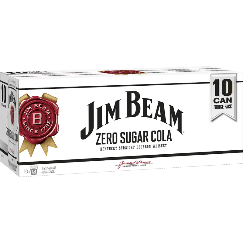 JIM BEAM & COLA ZERO SUGAR 10 PACK CANS