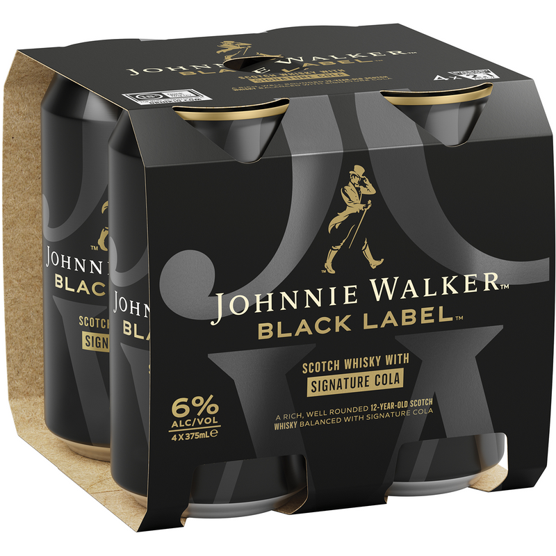 JOHNNIE WALKER BLACK & COLA 6% 375ML CANS
