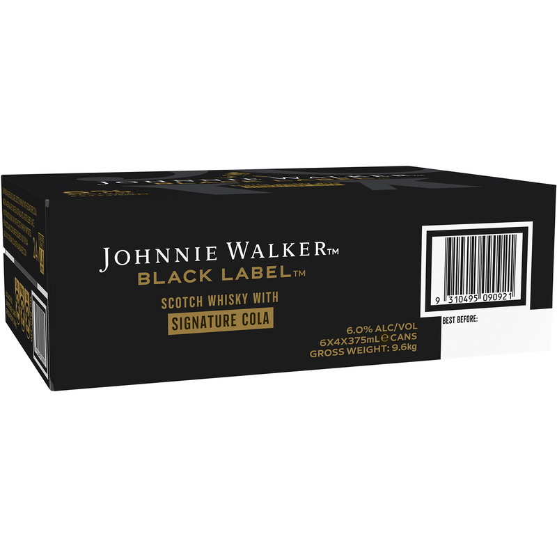 JOHNNIE WALKER BLACK & COLA 6% 375ML CANS