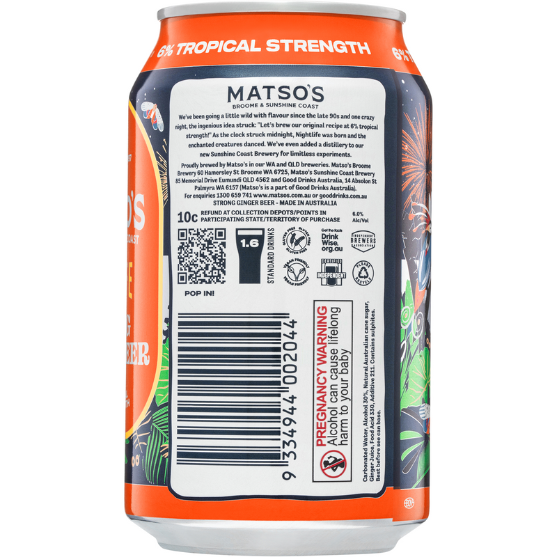 MATSOS NIGHTLIFE GINGER BEER 6% CANS