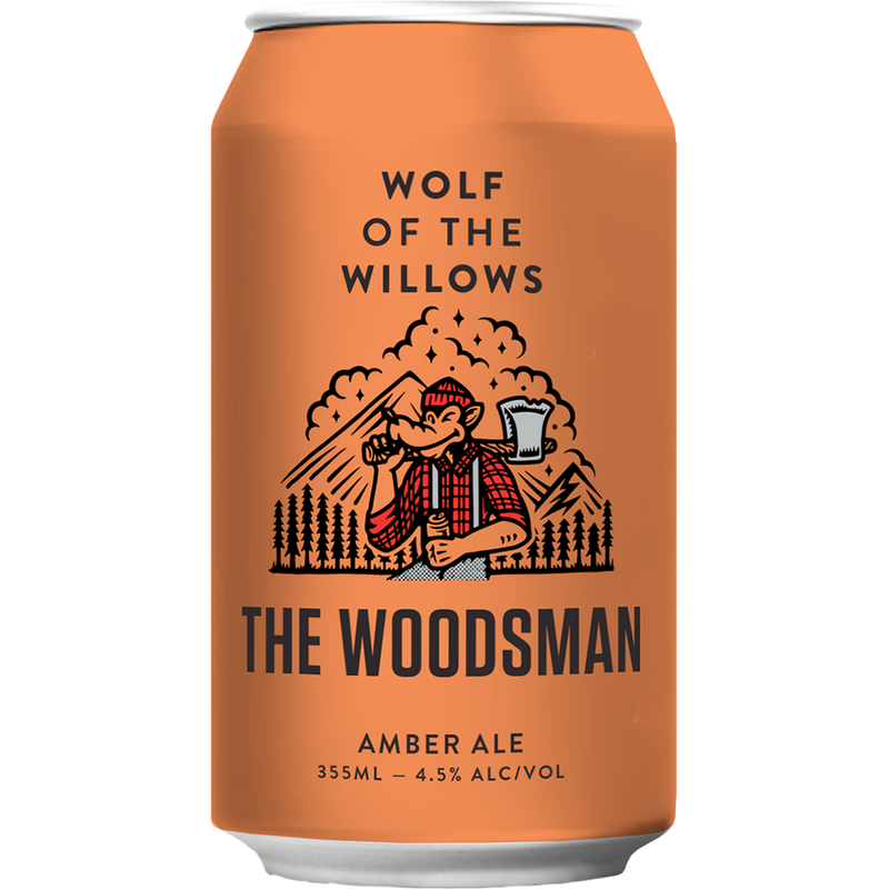 WOLF OF THE WILLOWS WOODSMAN AMBER ALE CANS