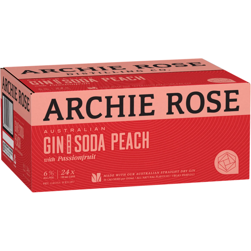 ARCHIE ROSE GIN SODA PEACH PASSIONFRUIT CANS