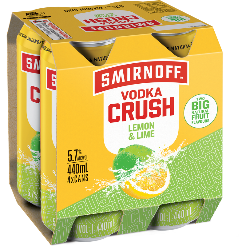 SMIRNOFF CRUSH LEMON & LIME 440ML CANS