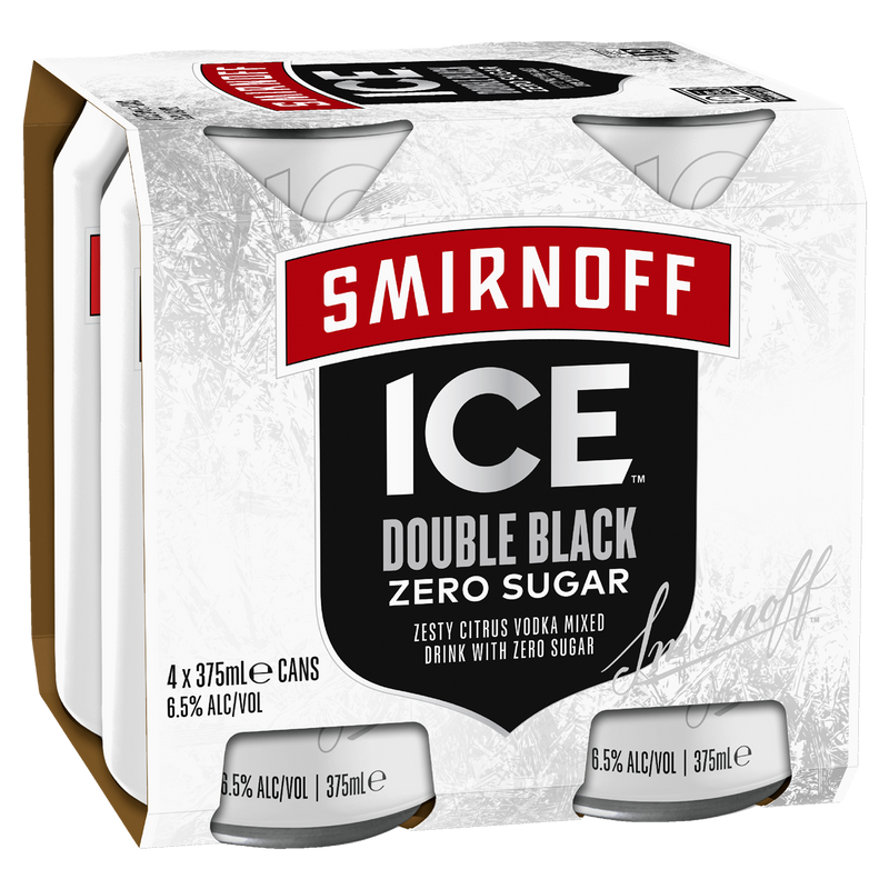 SMIRNOFF ICE DOUBLE BLACK ZERO CANS