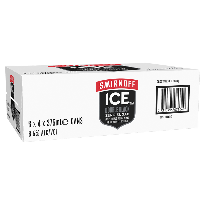 SMIRNOFF ICE DOUBLE BLACK ZERO CANS