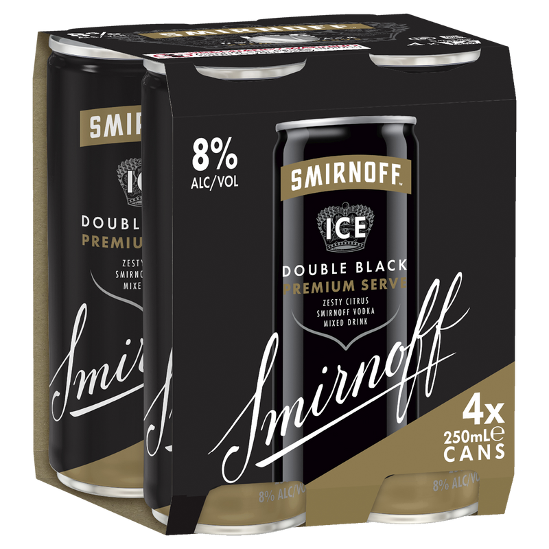 SMIRNOFF ICE DOUBLE BLACK PREMIUM SERVE 8% CANS