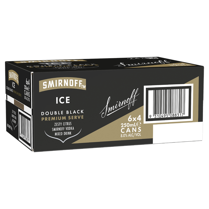 SMIRNOFF ICE DOUBLE BLACK PREMIUM SERVE 8% CANS