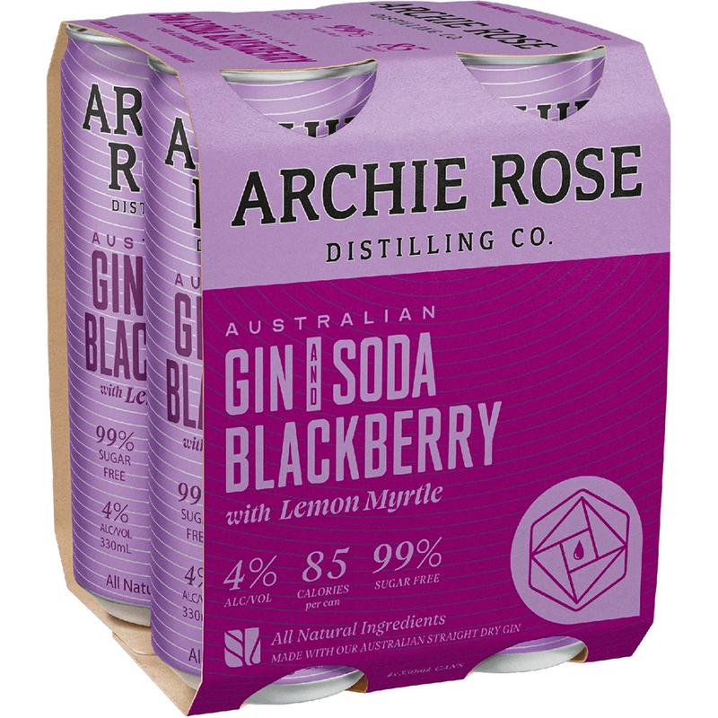 ARCHIE ROSE GIN SODA BLACKBERRY LEMON MYRTLE CANS