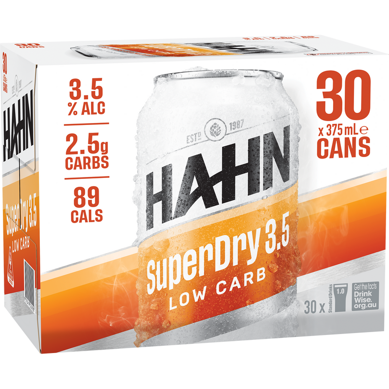 HAHN SUPER DRY 3.5% 30PK CANS