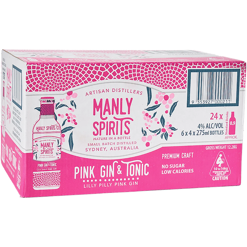 MANLY SPIRITS PINK GIN & TONIC BOTTLES