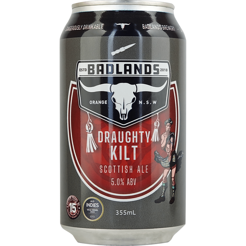 BADLANDS DRAUGHTY KILT SCOTTISH ALE CAN
