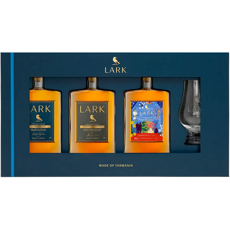 LARK CHRISTMAS FLIGHT GLASS & 3 X 100ML GIFT PACK